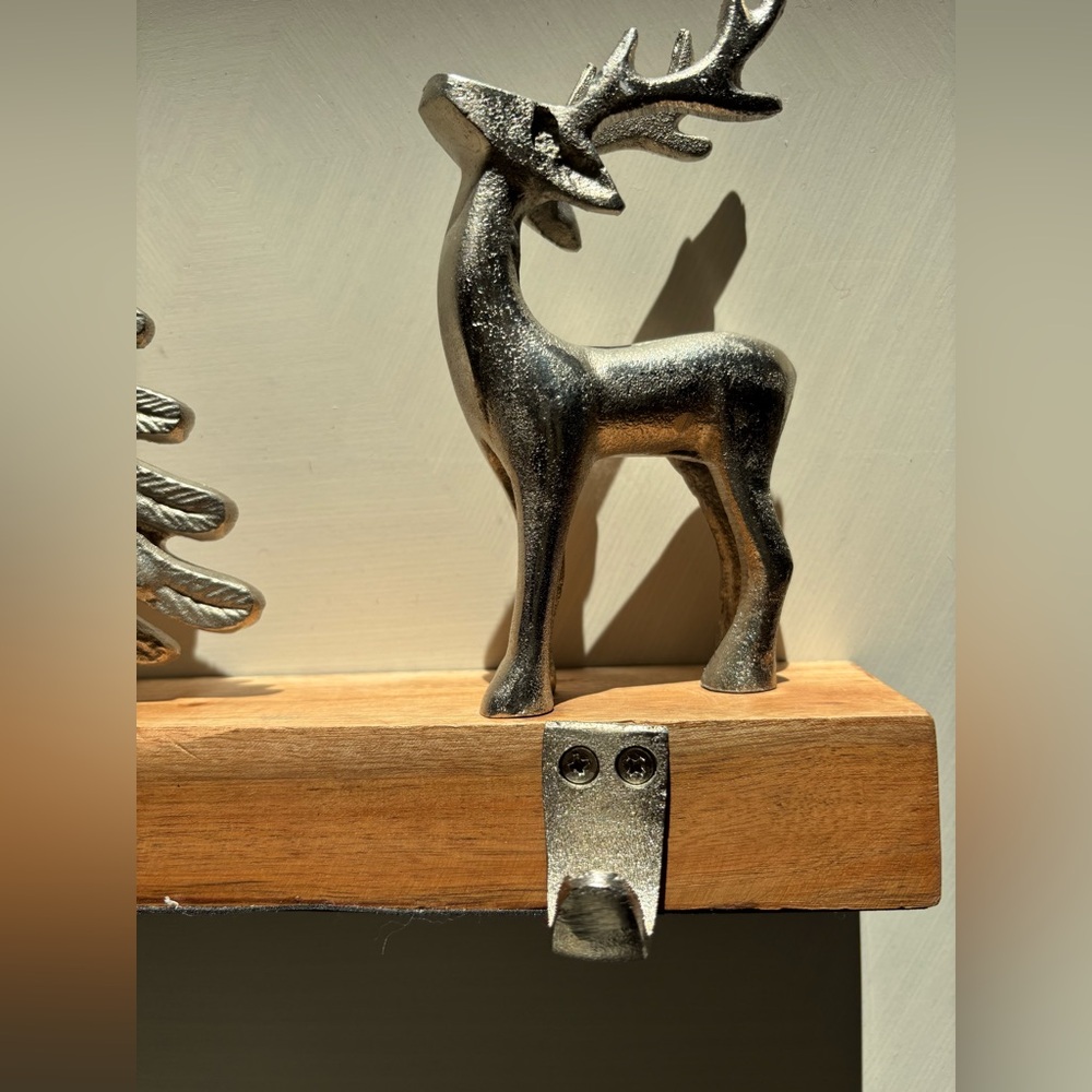Silver Reindeer & Christmas Tree Stocking Holder Set - Picture 7 of 8